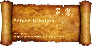 Printz Nikolett névjegykártya